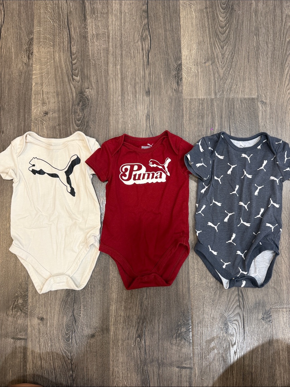 Puma Baby One-Piece Bodysuits - Red, Cream, Navy